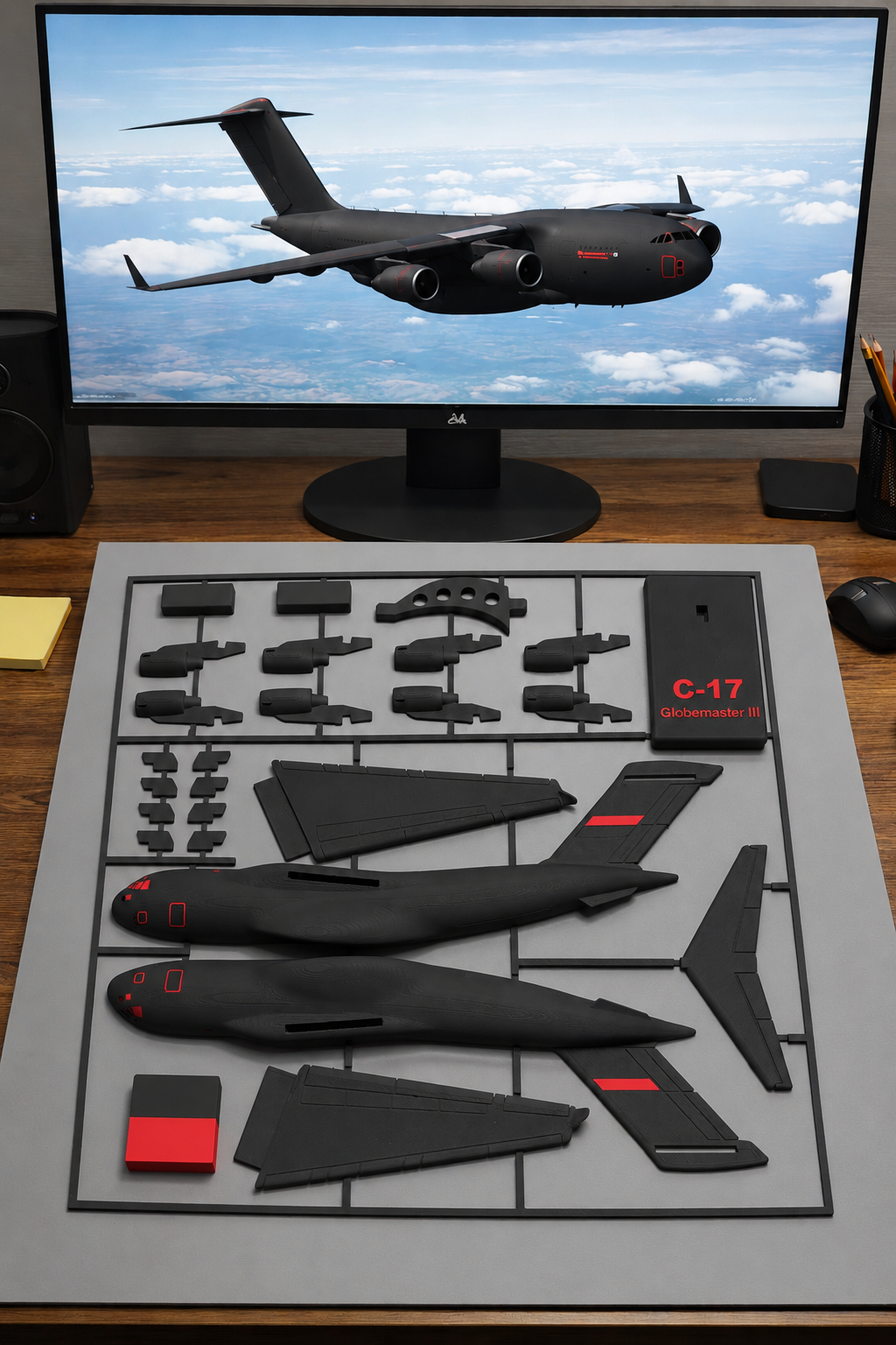 C-17 Globemaster III 3D Printed Aircraft Model Kit – USAF Military Cargo Plane