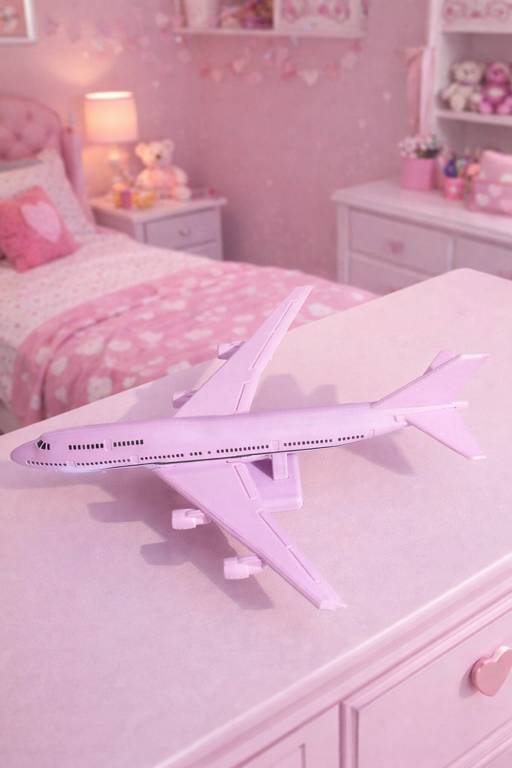 Pink Boeing 747 3D Printed Aircraft Model Kit – Cute Jumbo Jet Edition