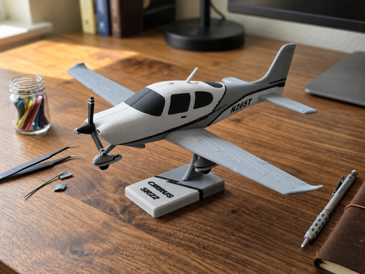 3D Printed Cirrus SR22 Model Kit DIY Aircraft Build Display