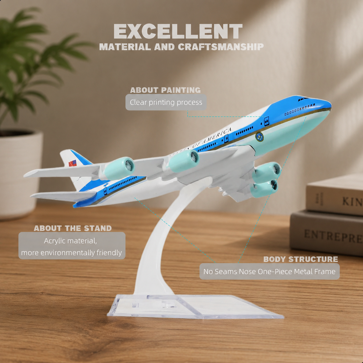 Air Force One VC-25A Die-Cast Aircraft Model – 1:400 Scale Boeing 747 Display Plane