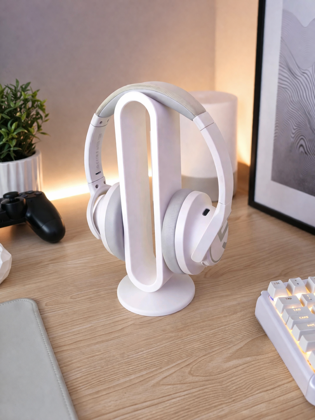 Minimalist Headphone Stand | 3D Printed Gaming Headset Holder | Desk Headphone Display