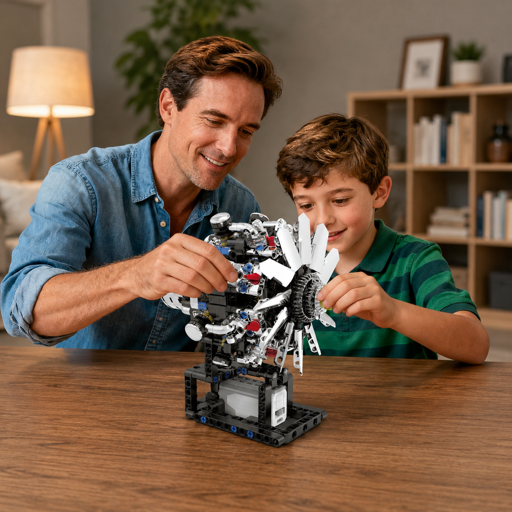 Toy Turbojet Engine Building Kit – 558 Piece Motorized STEM Aircraft Engine Model
