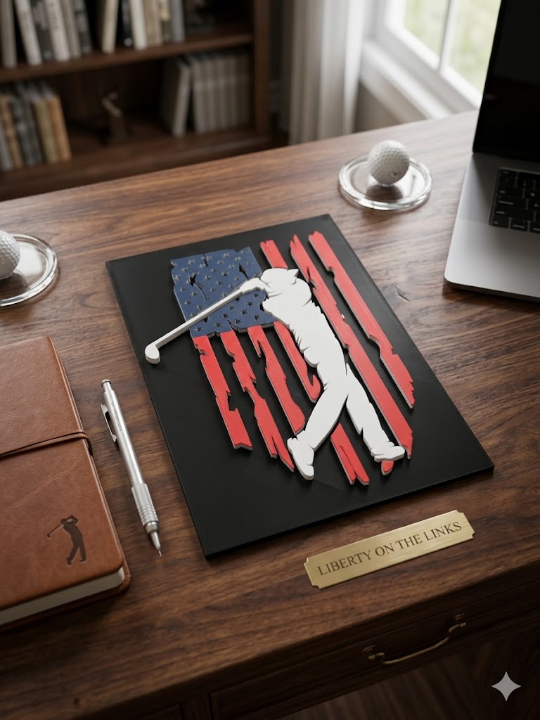 Golf USA Flag Wall Art – 3D Printed Golf Decor