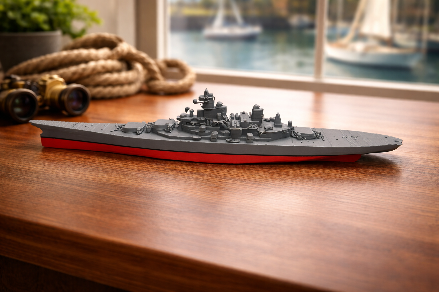 USS Missouri Battleship 3D Printed Display Model – WWII Naval Warship Desk Decor