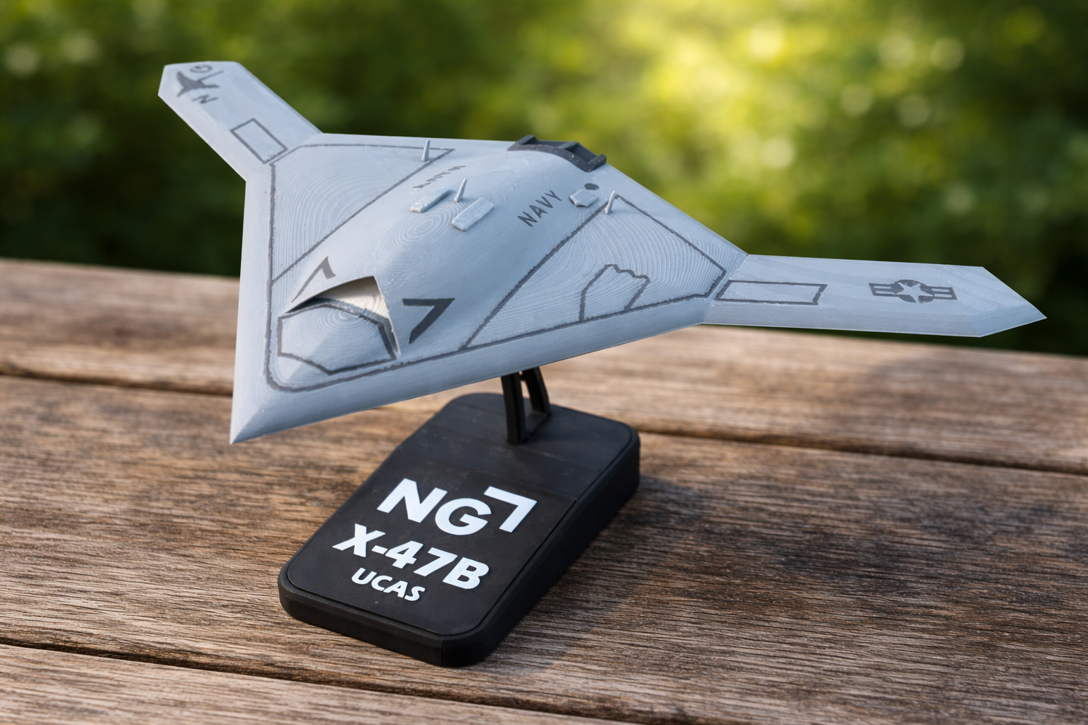 NG-X-47B UCAS 3D Printed Display Model – Stealth Drone Desk Decor Aircraft Stand