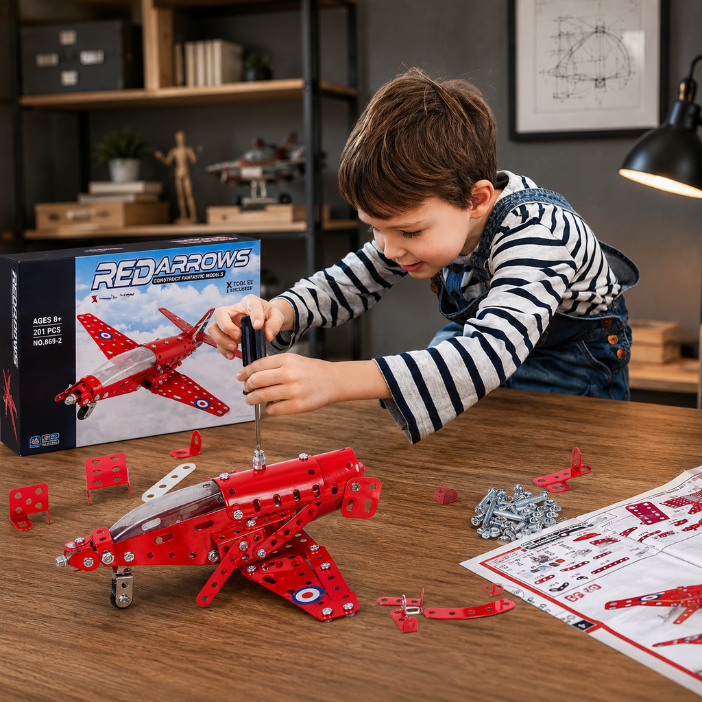 Toy Airplane Building Kit – 201 Piece STEM DIY Model Plane Construction Set