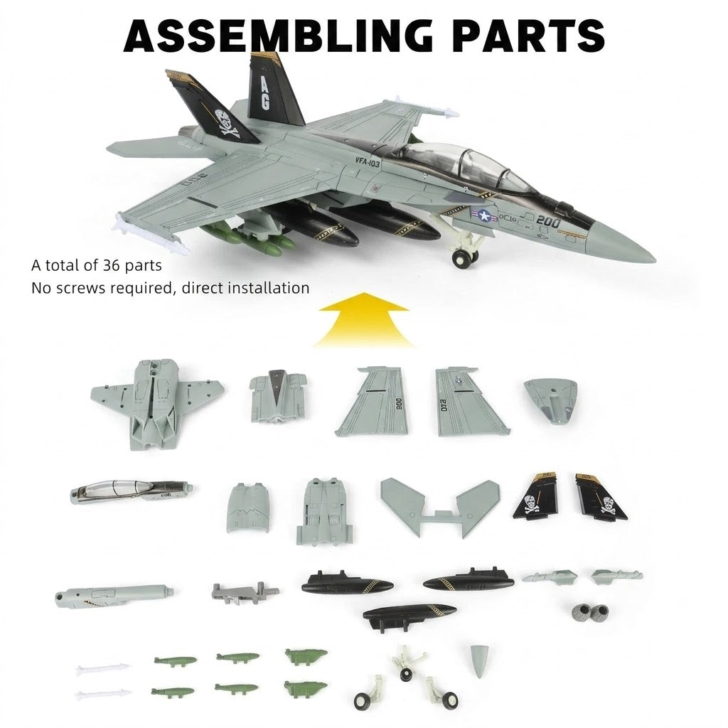 1:72 Scale F-18 Fighter Jet Quick Assembly Model Kit – Military Aircraft Build