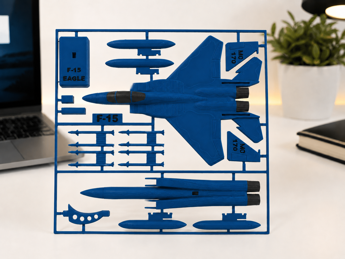 F-15 Eagle 3D Printed Aircraft Model Kit – White & Gray Fighter Jet Edition
