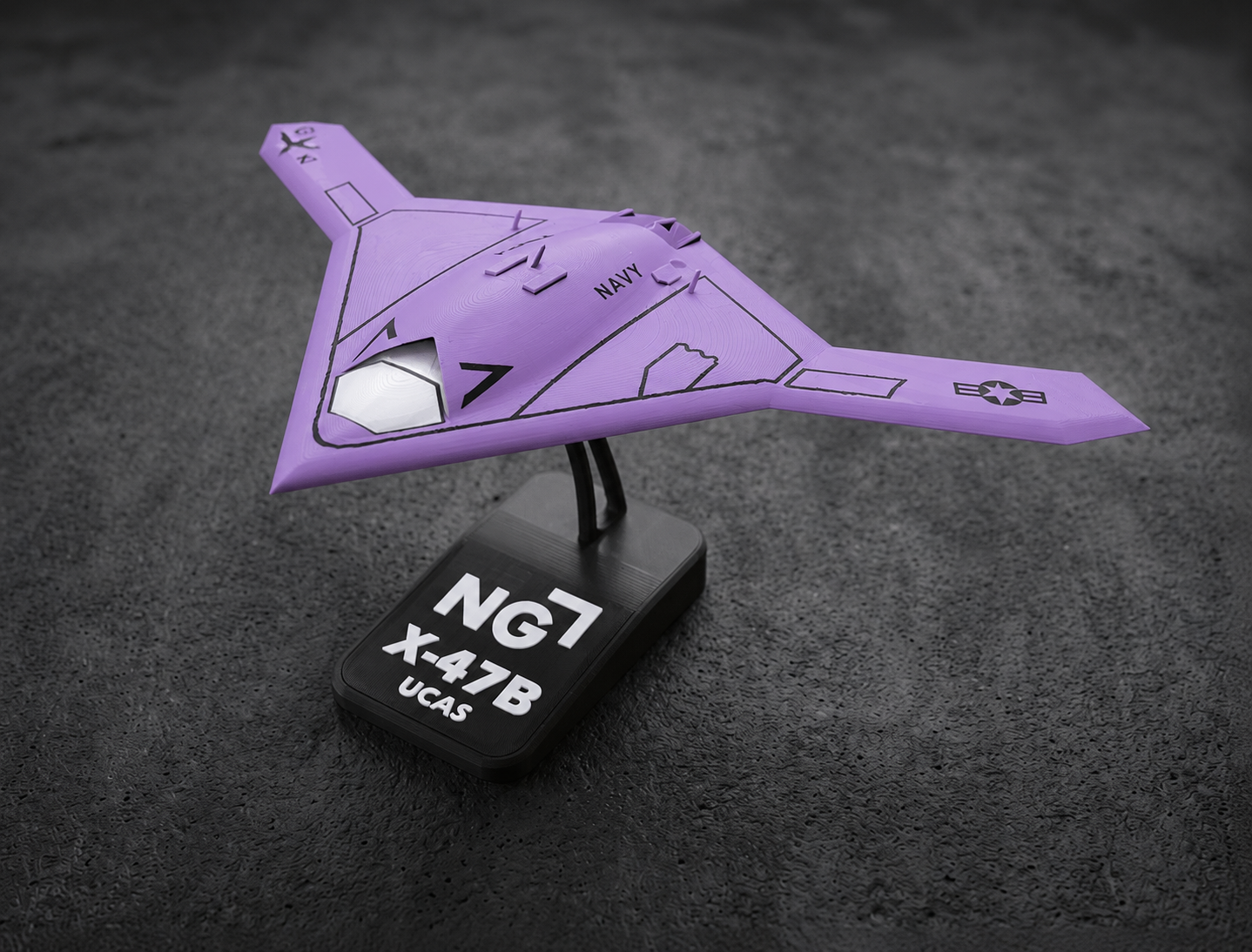 NG-X-47B UCAS 3D Printed Display Model – Stealth Drone Desk Decor Aircraft Stand