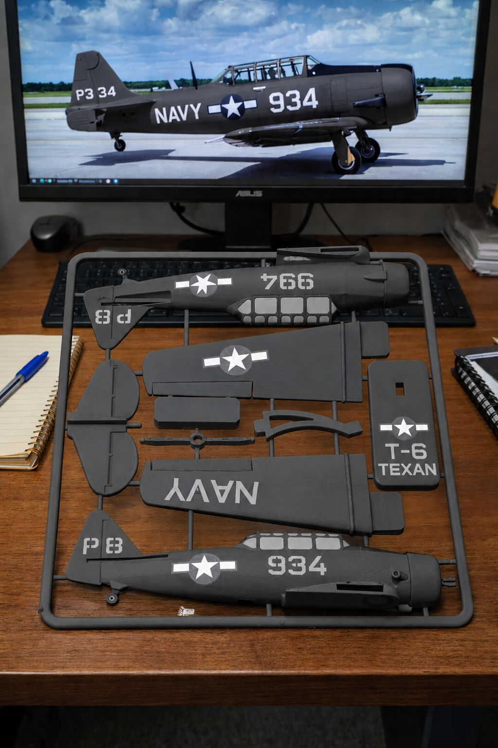T-6 Texan 3D Printed Aircraft Model Kit – Vintage Navy Trainer Edition