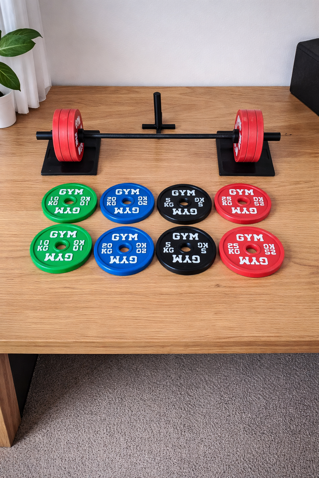 Mini Barbell & Weight Plate Set – Gym Desk Decor – 3D Printed Fitness Display