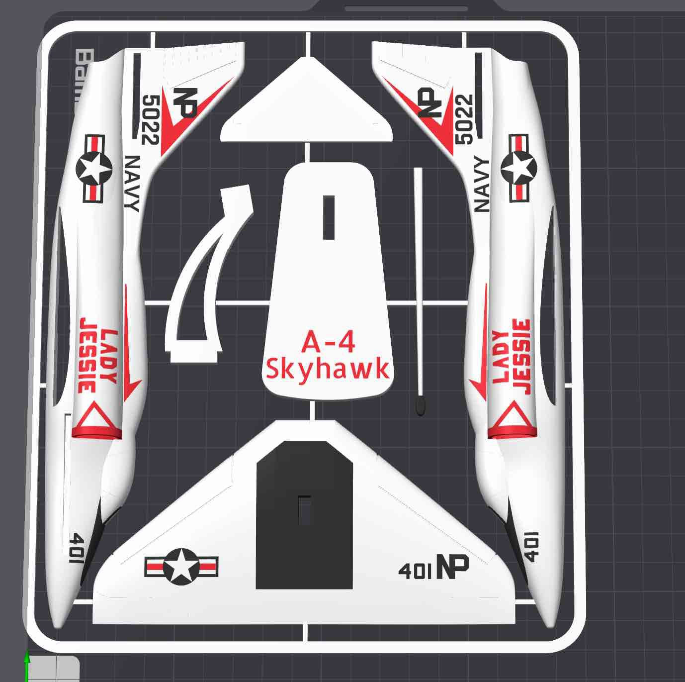 A-4 Skyhawk Loose Piece Display Model – 3D Printed Navy Jet Aircraft Decor