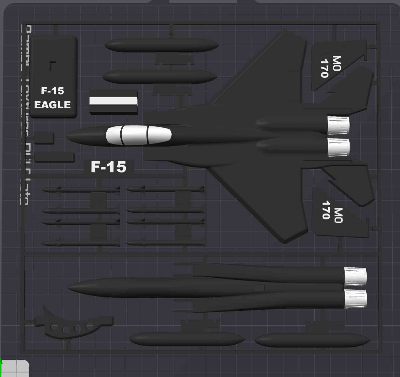 F-15 Eagle 3D Printed Aircraft Model Kit – White & Gray Fighter Jet Edition