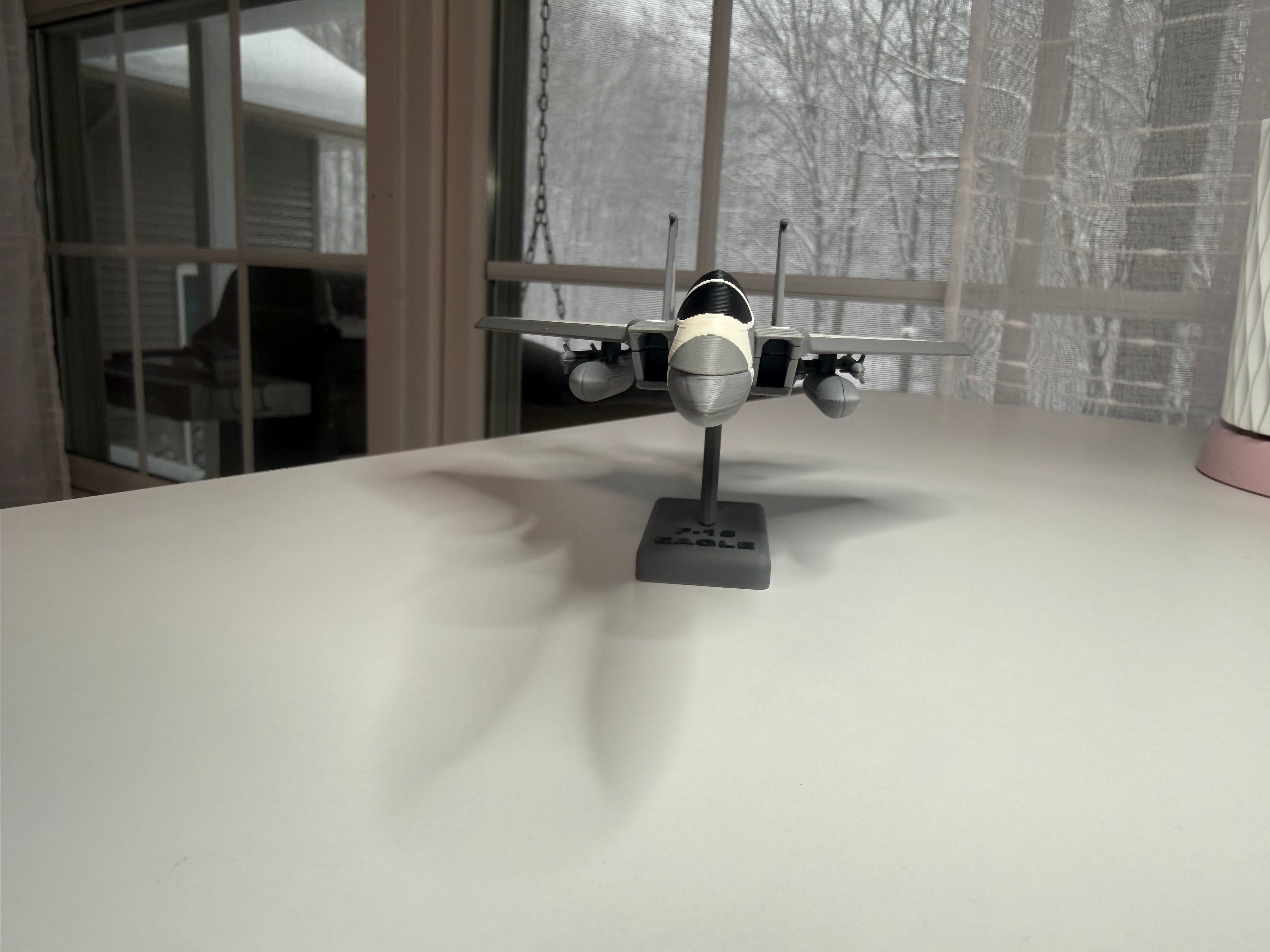 F-15 Eagle 3D Printed Aircraft Model Kit – White & Gray Fighter Jet Edition