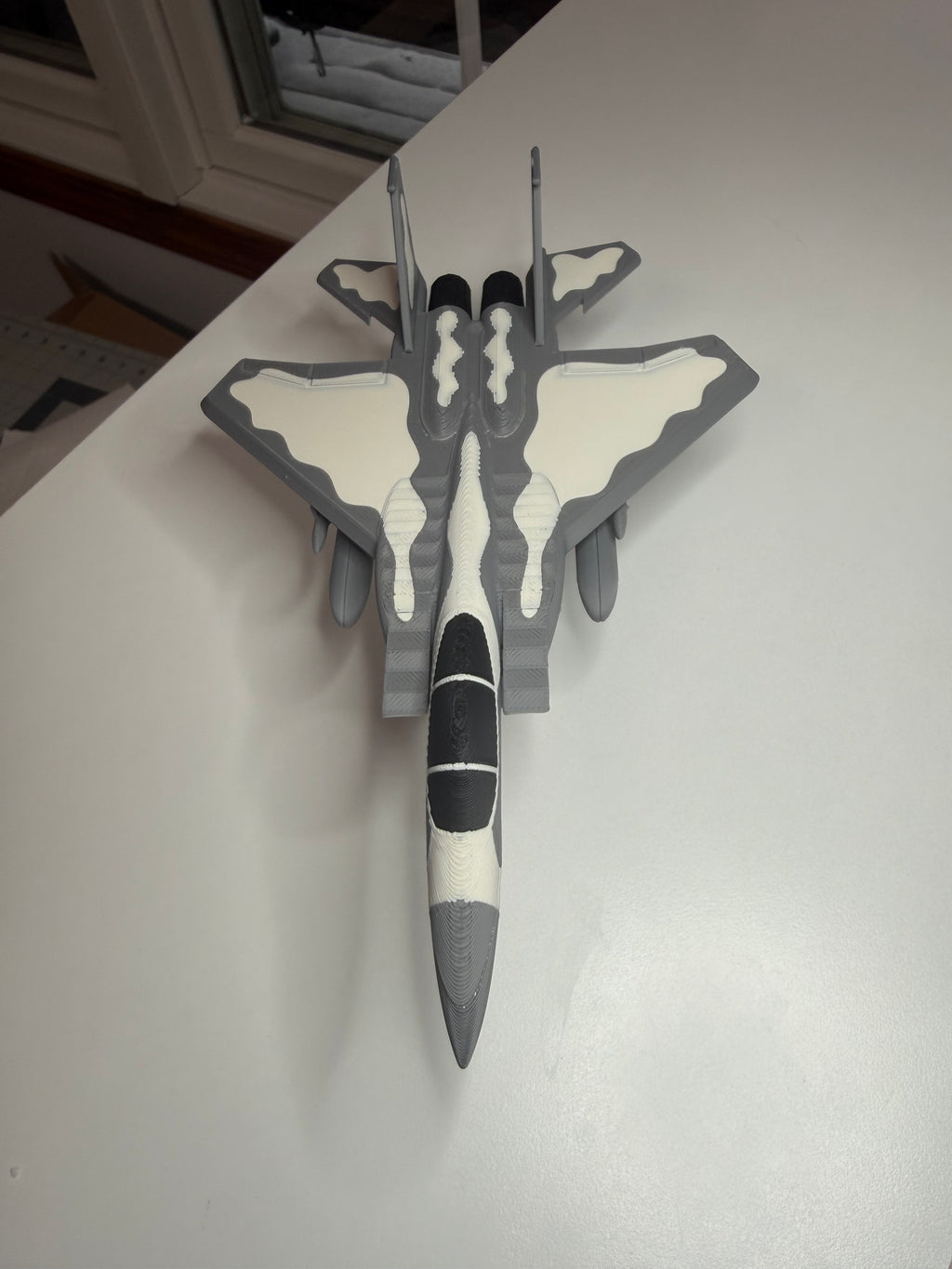 F-15 Eagle 3D Printed Aircraft Model Kit – White & Gray Fighter Jet Edition
