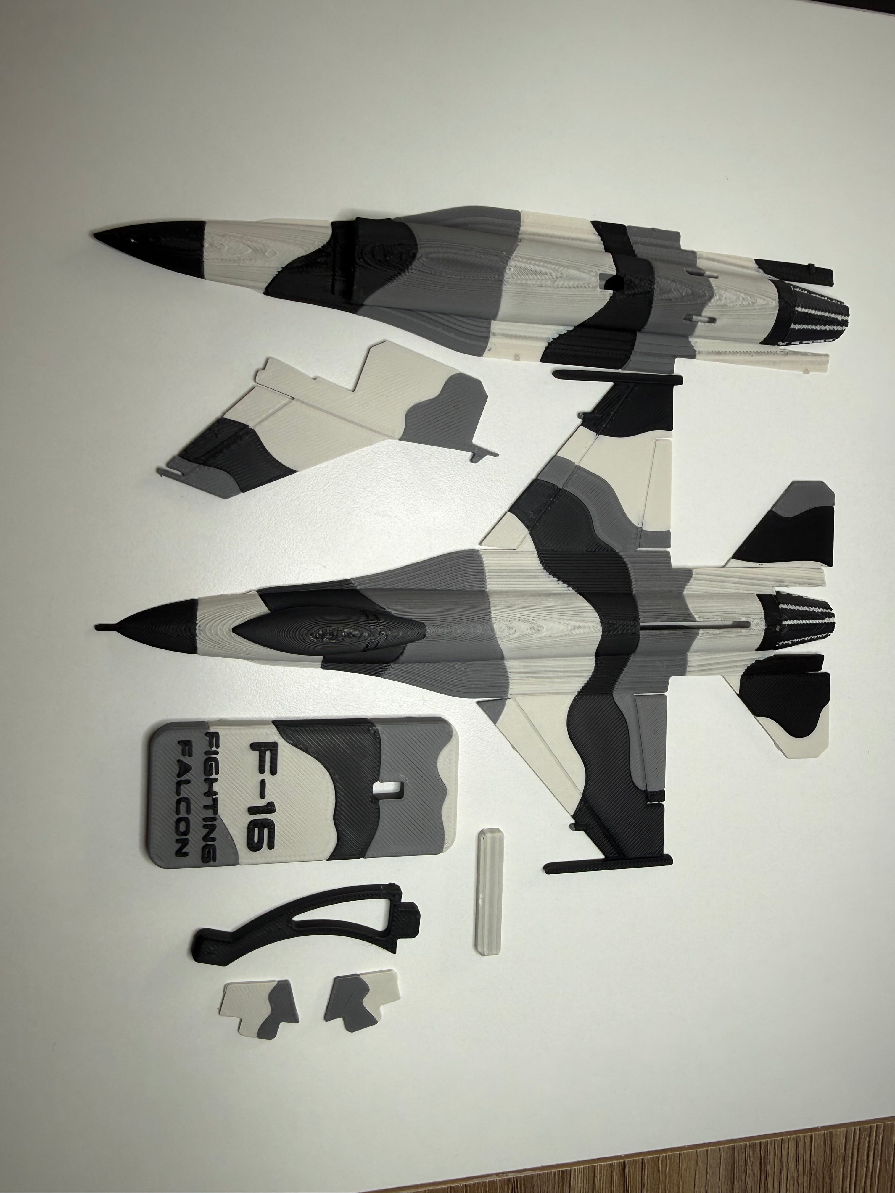 F-16 Fighting Falcon Camo 3D Printed Aircraft Model Kit – Tactical Fighter Jet Edition