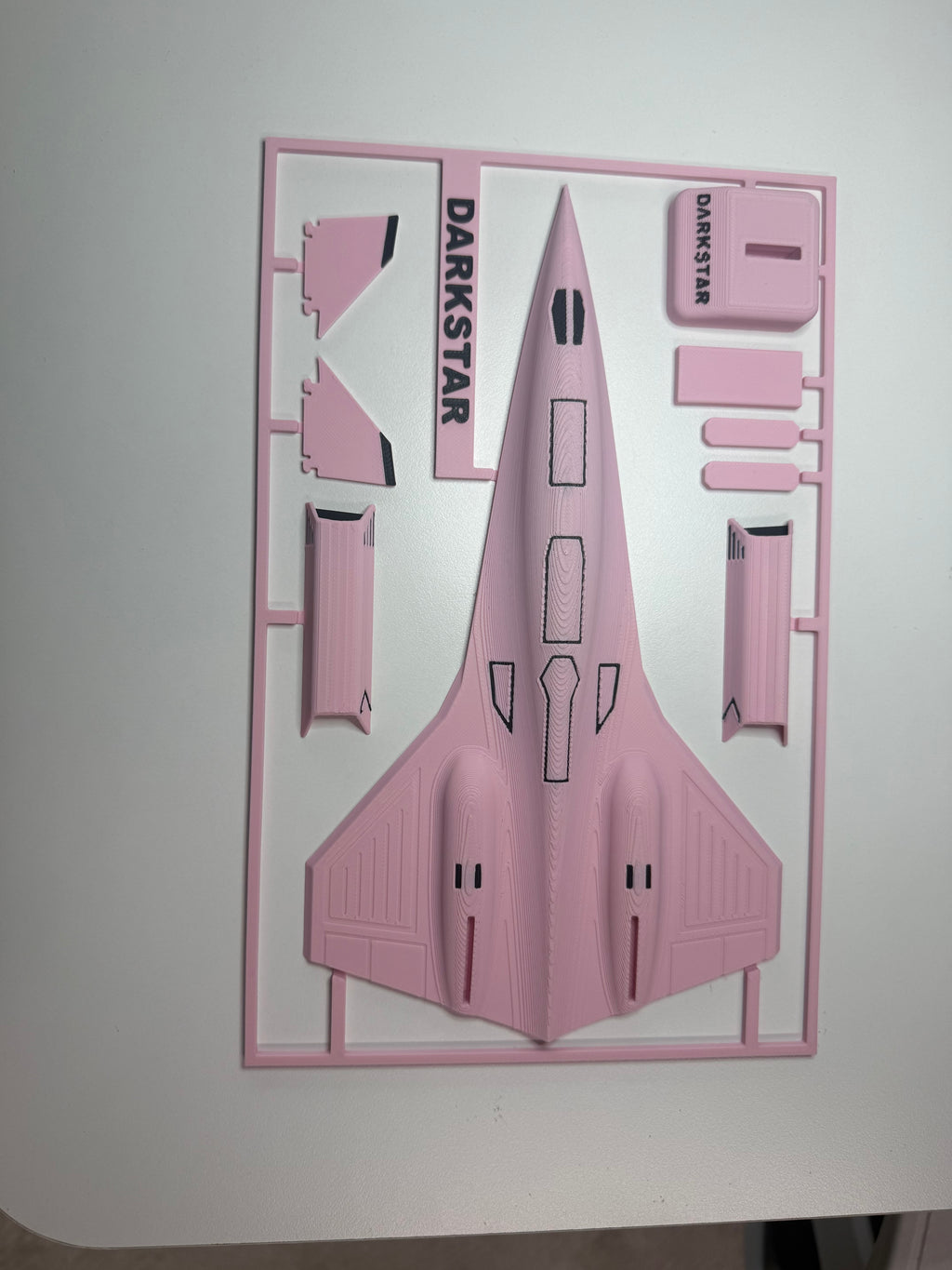 Pink Darkstar SR-72 Model Kit Card – 3D Printed Hypersonic Jet – Cute Pink Aviation Decor – DIY Snap Together Aircraft Model – Desk Display Gift – Future Fighter Jet Model