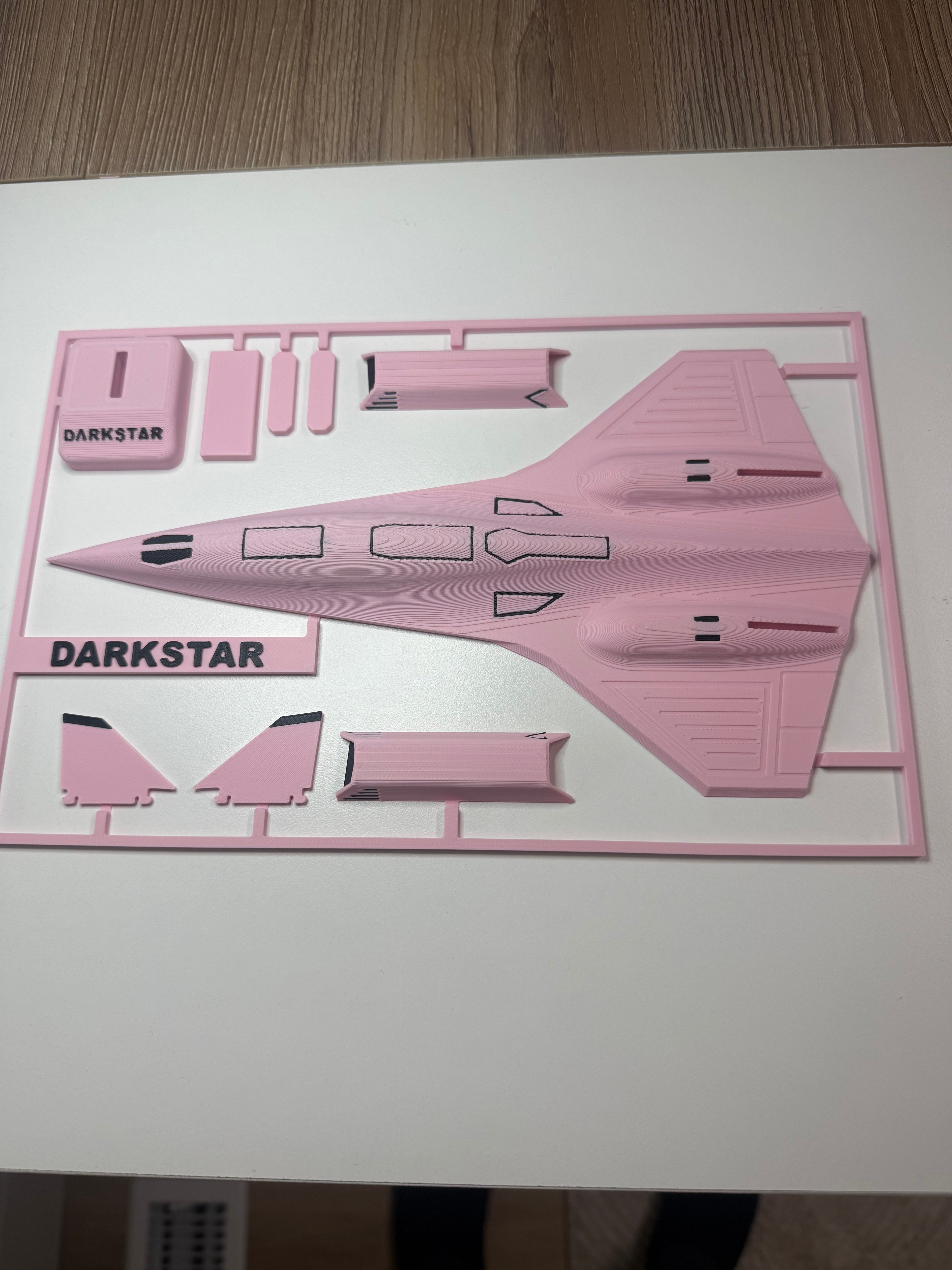 Pink Darkstar SR-72 Model Kit Card – 3D Printed Hypersonic Jet – Cute Pink Aviation Decor – DIY Snap Together Aircraft Model – Desk Display Gift – Future Fighter Jet Model