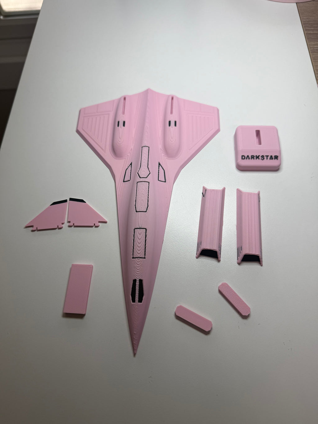 Pink Darkstar SR-72 Model Kit Card – 3D Printed Hypersonic Jet – Cute Pink Aviation Decor – DIY Snap Together Aircraft Model – Desk Display Gift – Future Fighter Jet Model