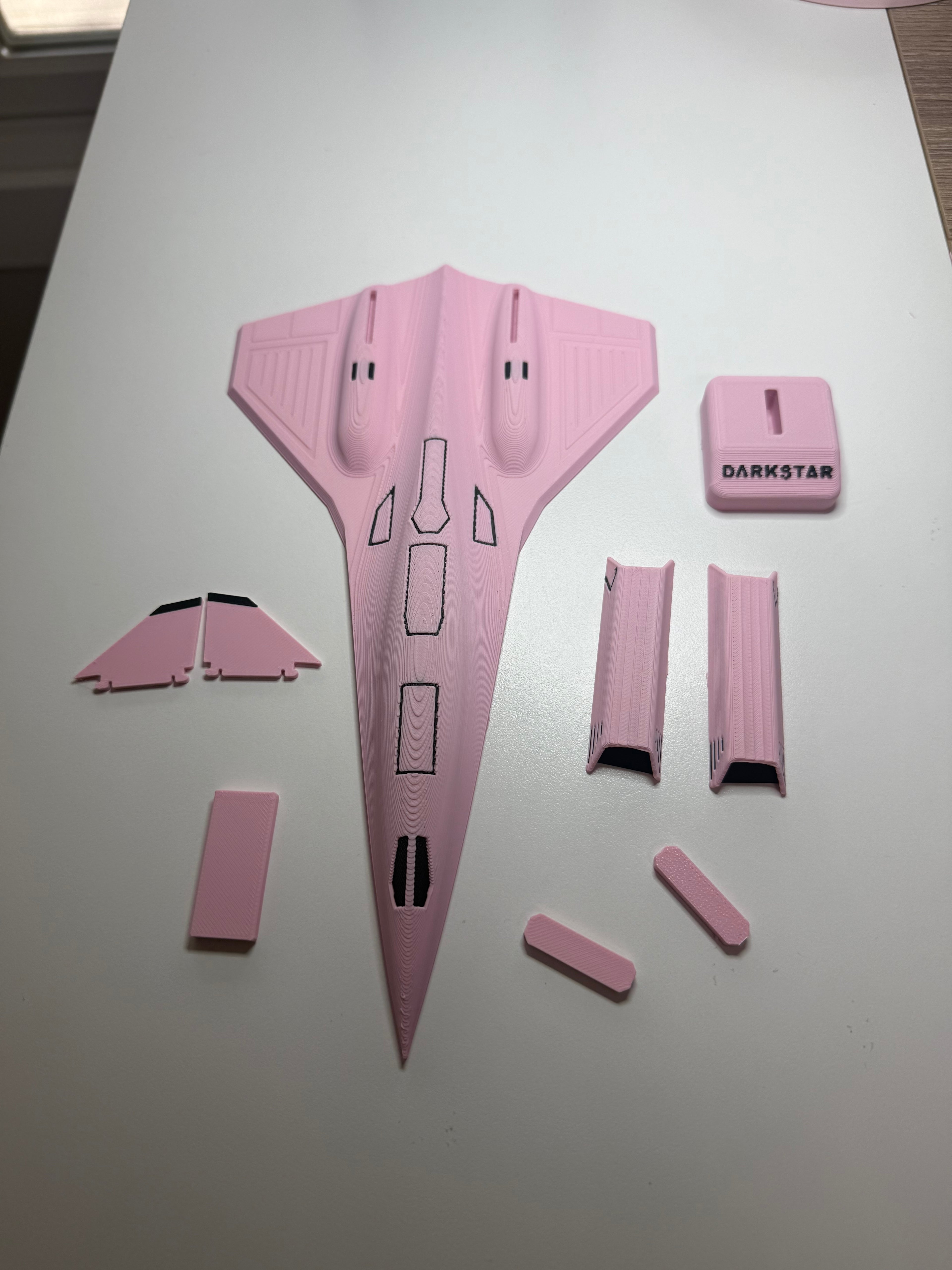 Pink Darkstar SR-72 Model Kit Card – 3D Printed Hypersonic Jet – Cute Pink Aviation Decor – DIY Snap Together Aircraft Model – Desk Display Gift – Future Fighter Jet Model