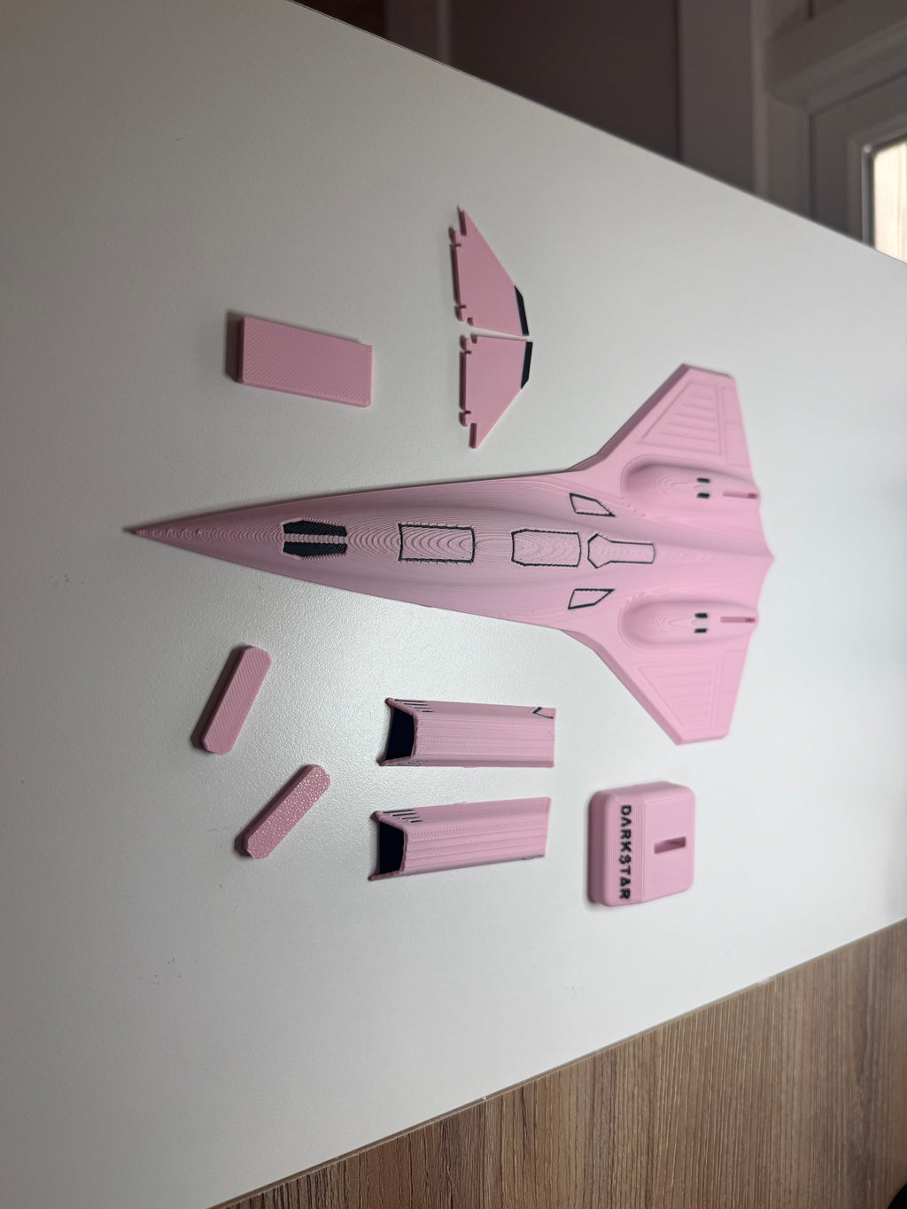 Pink Darkstar SR-72 Model Kit Card – 3D Printed Hypersonic Jet – Cute Pink Aviation Decor – DIY Snap Together Aircraft Model – Desk Display Gift – Future Fighter Jet Model