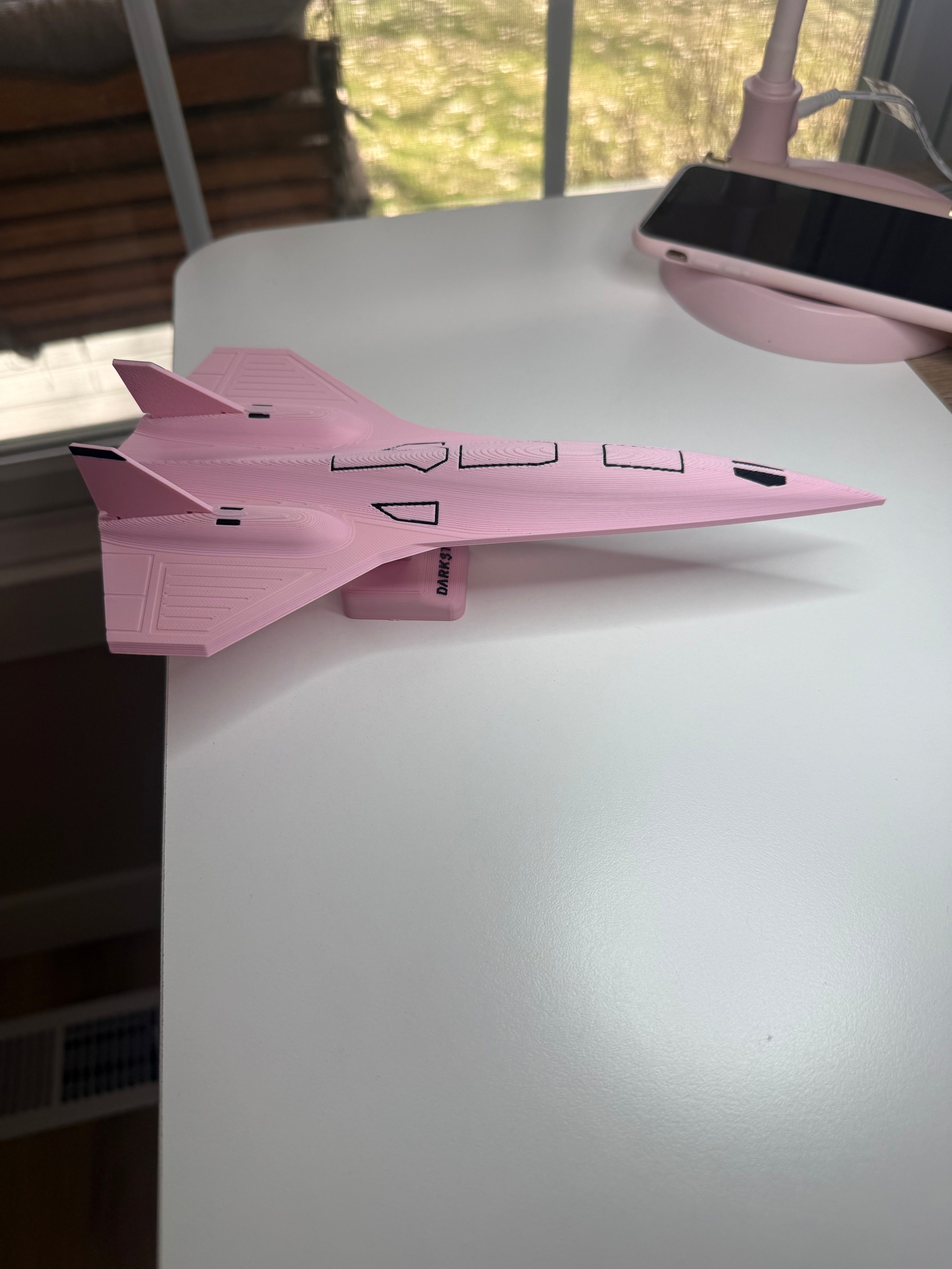 Pink Darkstar SR-72 Model Kit Card – 3D Printed Hypersonic Jet – Cute Pink Aviation Decor – DIY Snap Together Aircraft Model – Desk Display Gift – Future Fighter Jet Model