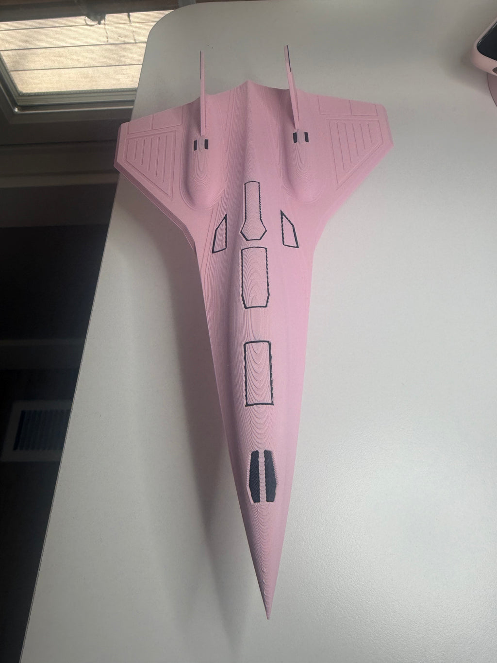 Pink Darkstar SR-72 Model Kit Card – 3D Printed Hypersonic Jet – Cute Pink Aviation Decor – DIY Snap Together Aircraft Model – Desk Display Gift – Future Fighter Jet Model