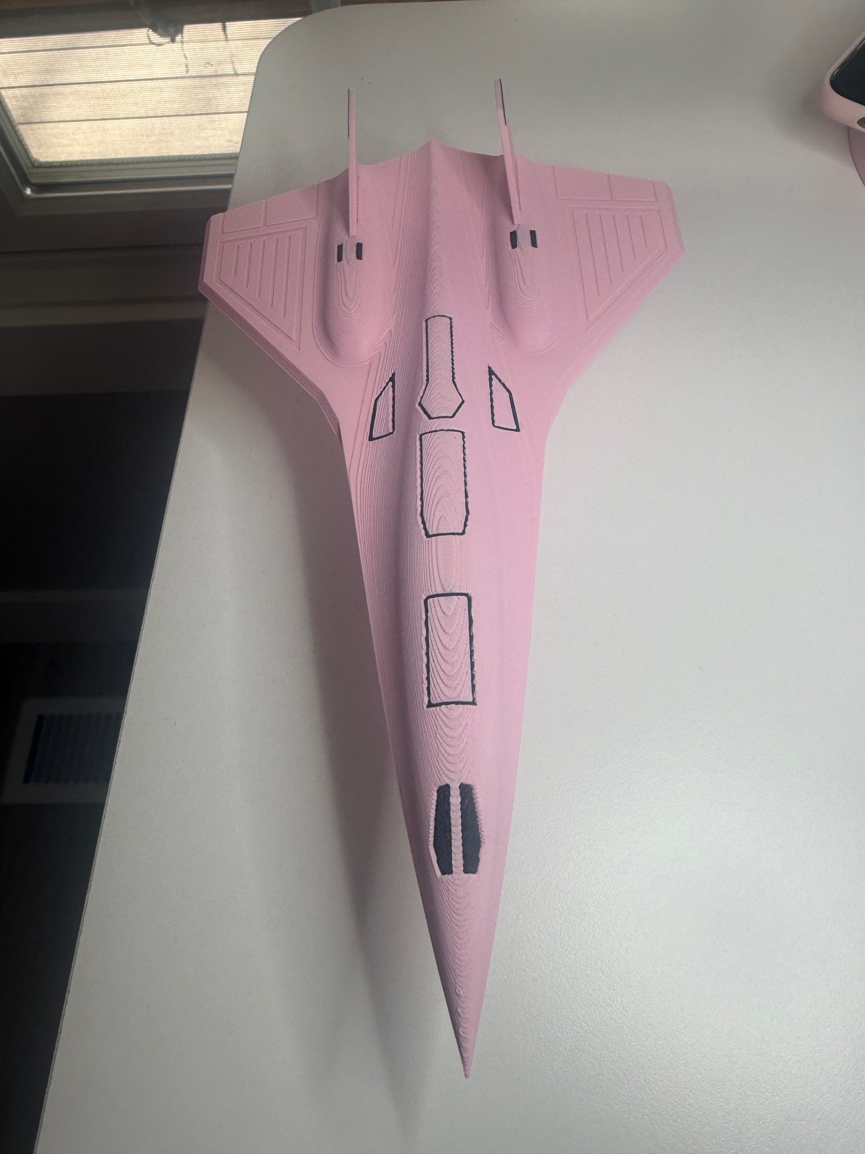 Pink Darkstar SR-72 Model Kit Card – 3D Printed Hypersonic Jet – Cute Pink Aviation Decor – DIY Snap Together Aircraft Model – Desk Display Gift – Future Fighter Jet Model