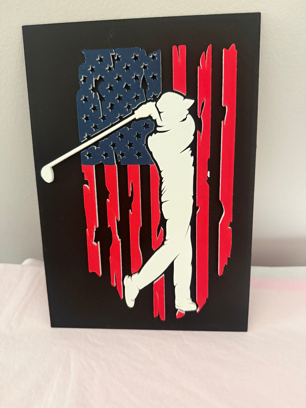 Golf USA Flag Wall Art – 3D Printed Golf Decor