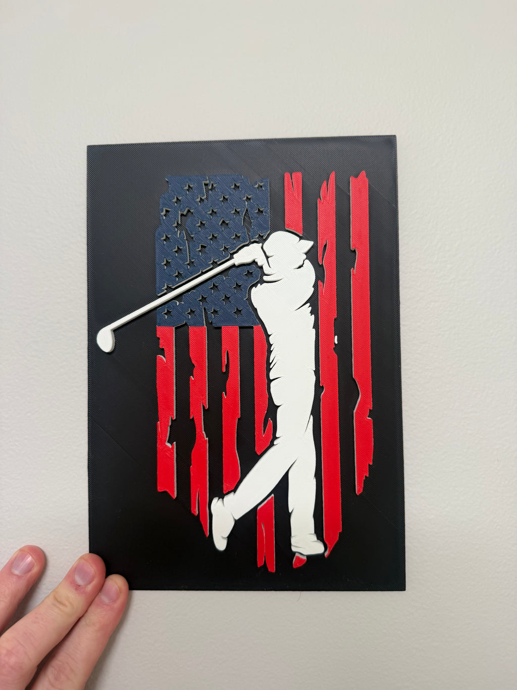 Golf USA Flag Wall Art – 3D Printed Golf Decor