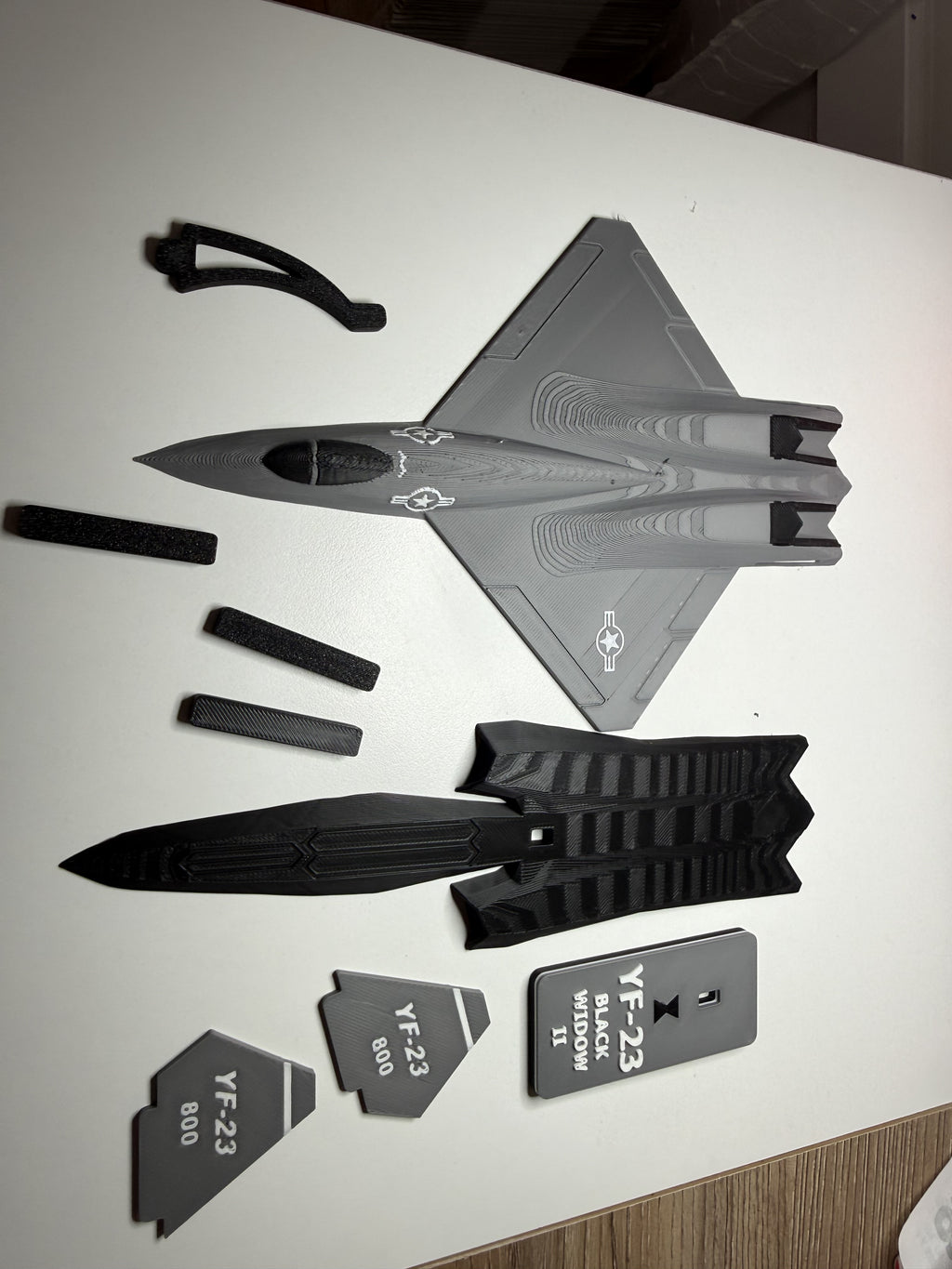 YF-23 Black Widow II 3D Printed Aircraft Display Model – Gray – Loose Piece – Desk Decor
