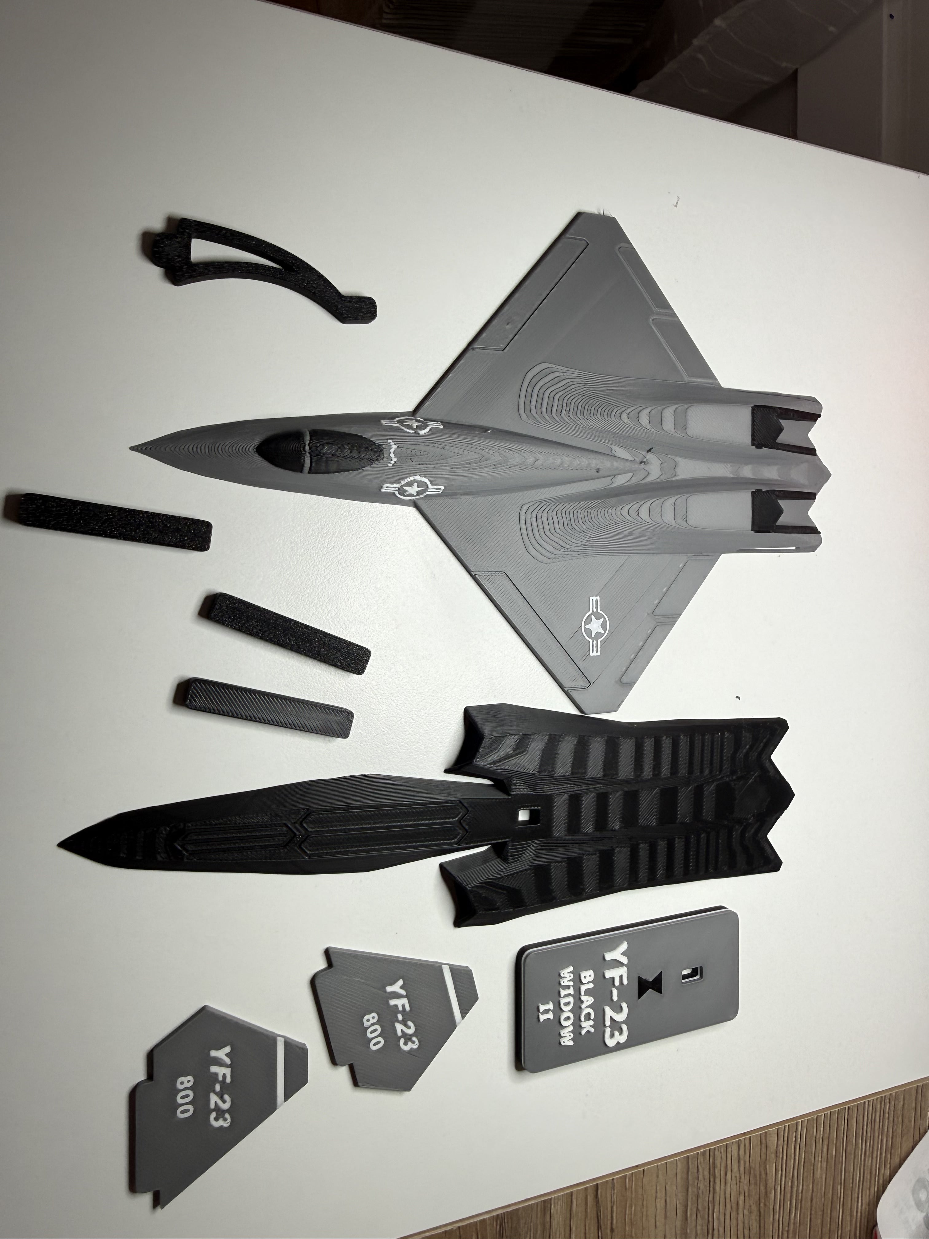 YF-23 Black Widow II 3D Printed Aircraft Display Model – Gray – Loose Piece – Desk Decor