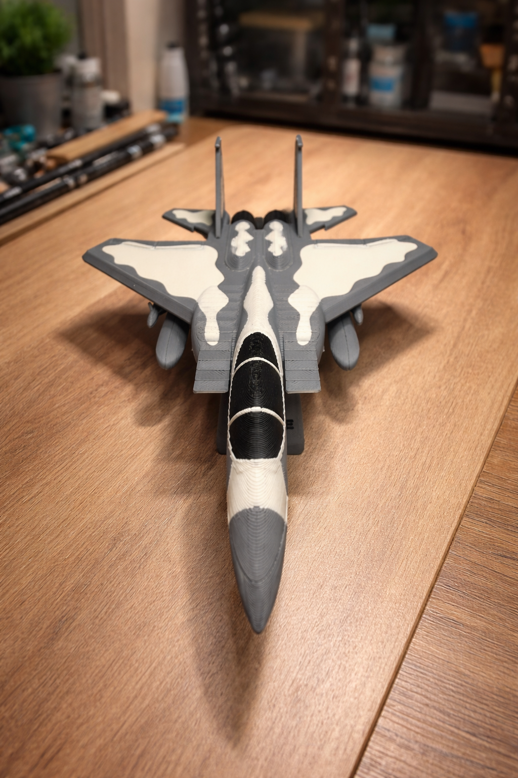 F-15 Eagle 3D Printed Aircraft Model Kit – White & Gray Fighter Jet Edition
