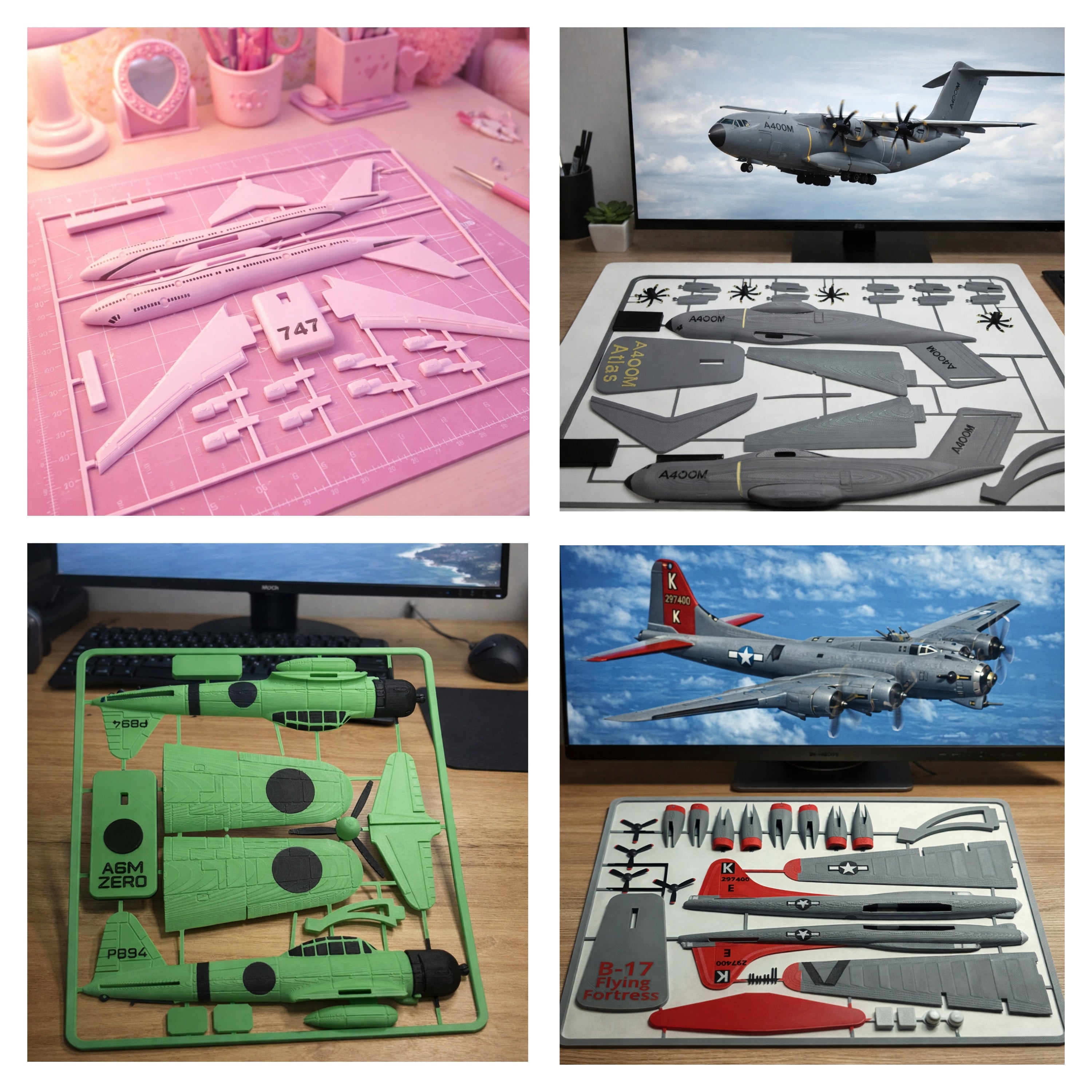 Choose Any 1, 2, 3, 4, or 5 Aircraft 3D Printed Model Kits – DIY Aviation Bundle