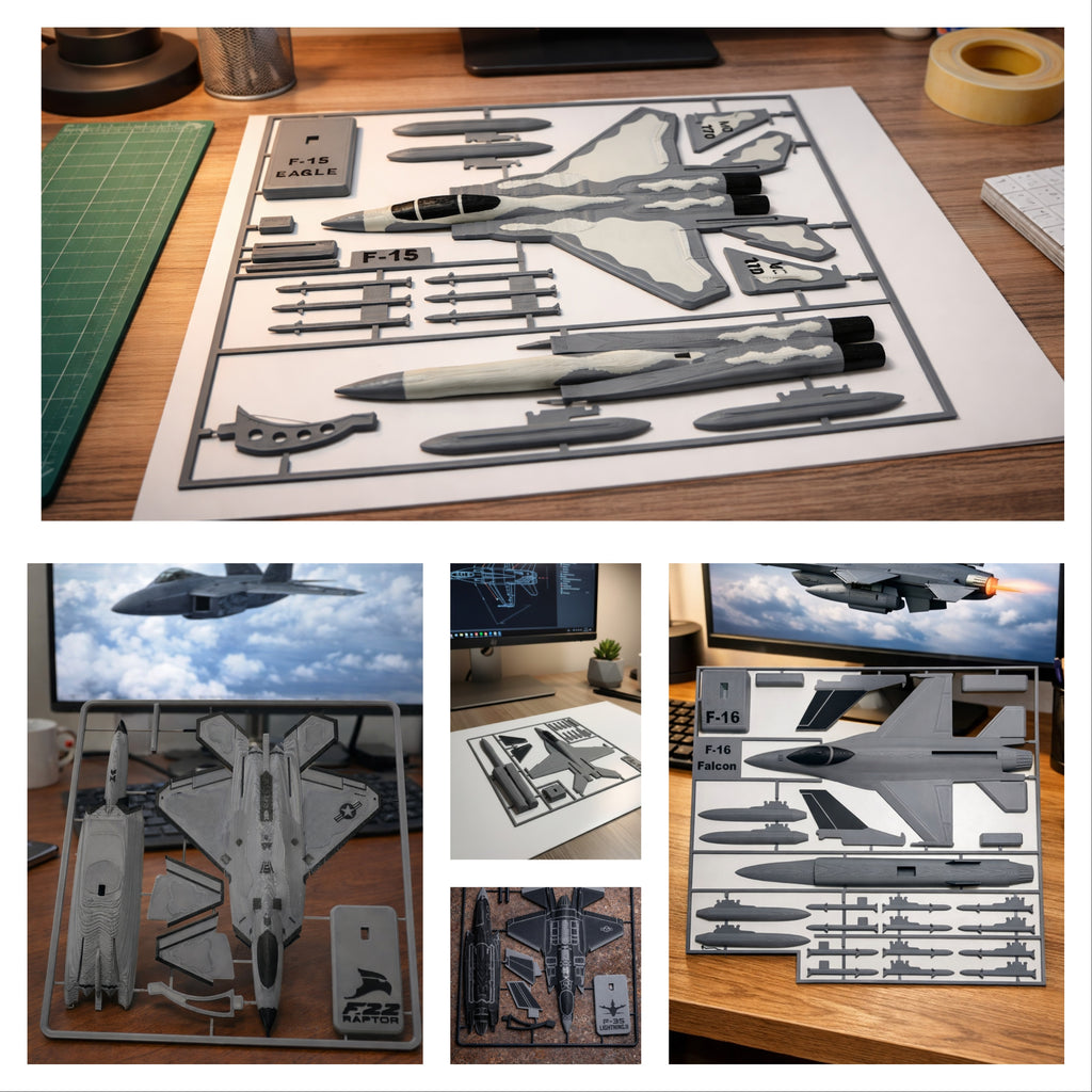 Modern Fighter Jet Bundle 3D Printed Aircraft Model Kit Set – Military Aviation Collection