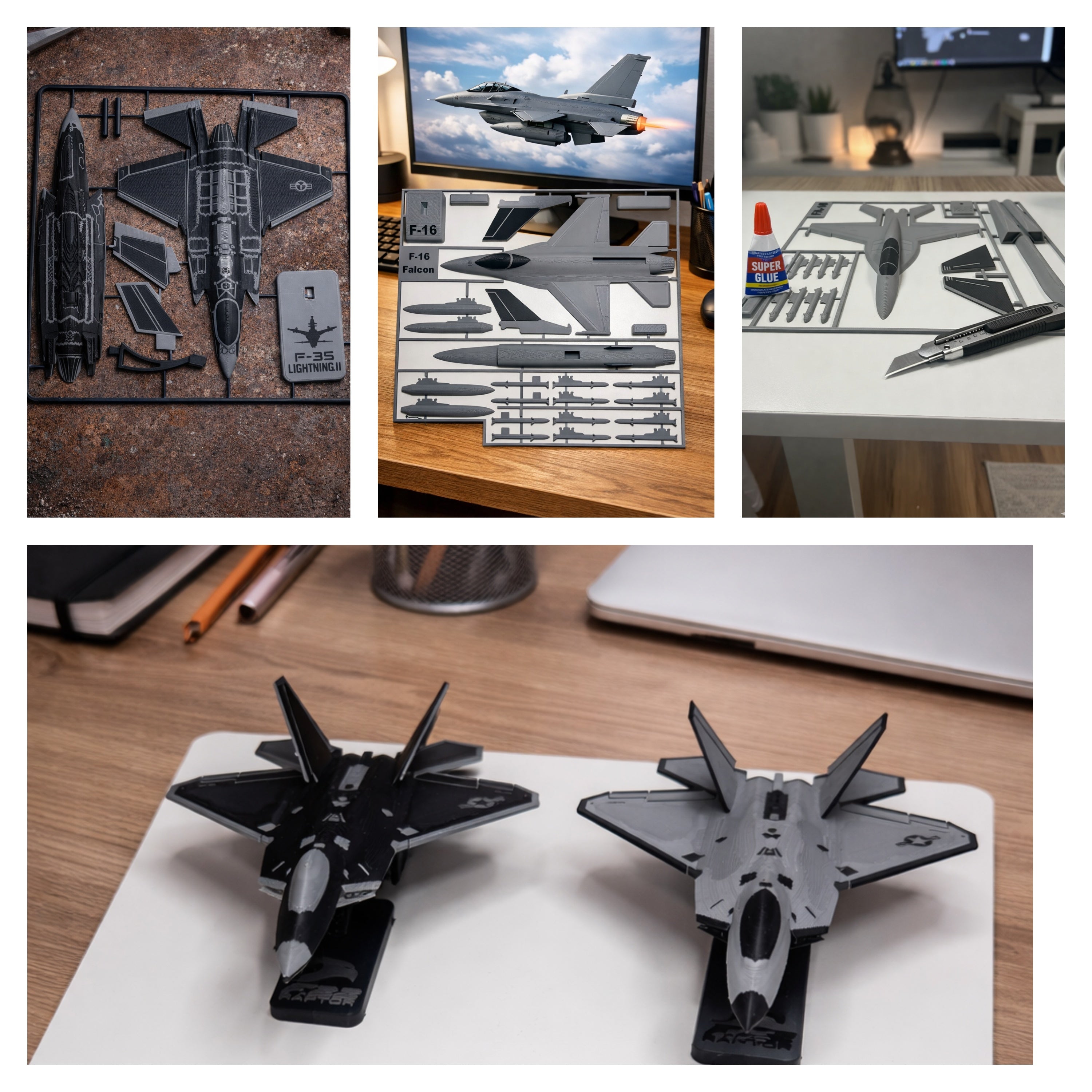 Choose Any 1, 2, 3, 4, or 5 Aircraft 3D Printed Model Kits – DIY Aviation Bundle