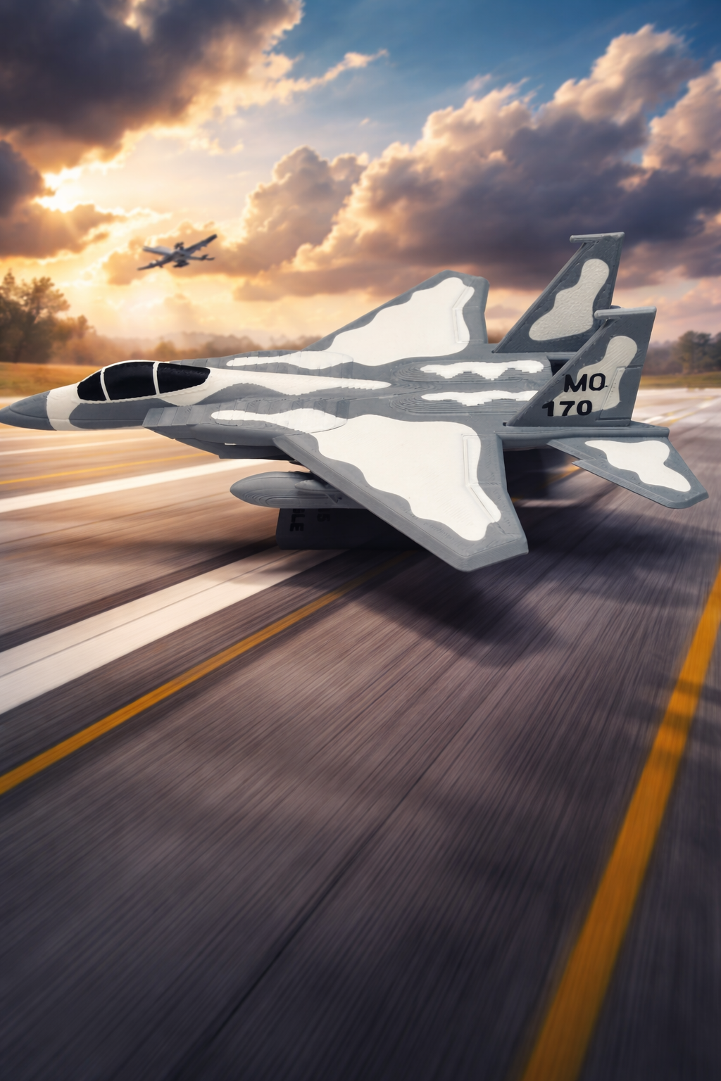F-15 Eagle 3D Printed Aircraft Model Kit – White & Gray Fighter Jet Edition