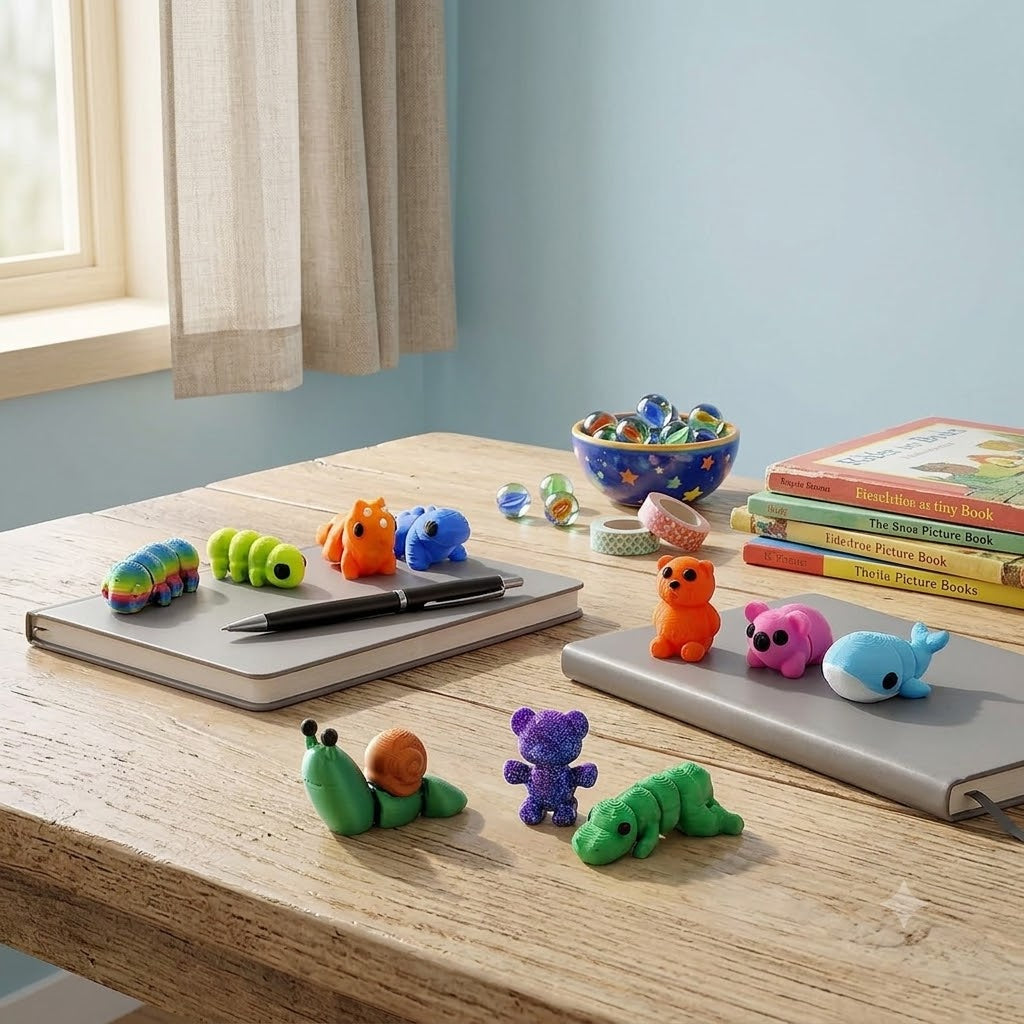 120PCS 3D Printed Mini Animal Fidget Toys – Random Articulated Bulk Pack