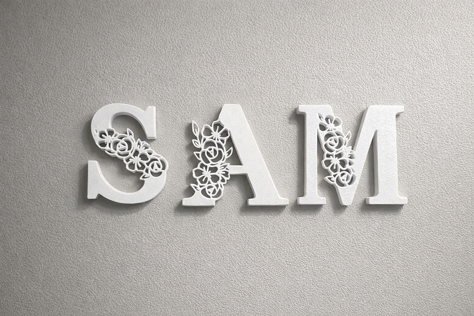 Floral Letter Wall Decor Floral Letter Wall Decor – 3D Printed Monogram Letter – Custom Initial Decor – Minimalist Name Letter – Shelf & Wall Decoration