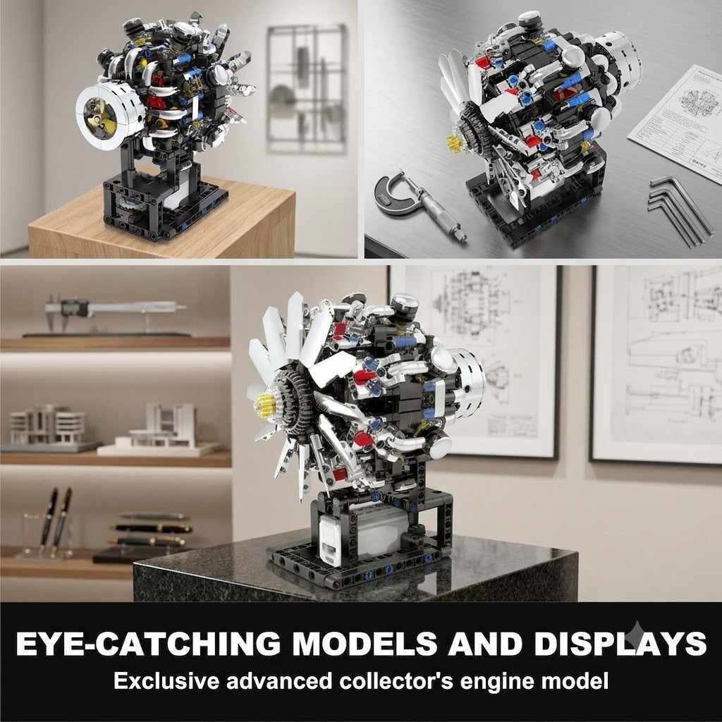 Toy Turbojet Engine Building Kit – 558 Piece Motorized STEM Aircraft Engine Model