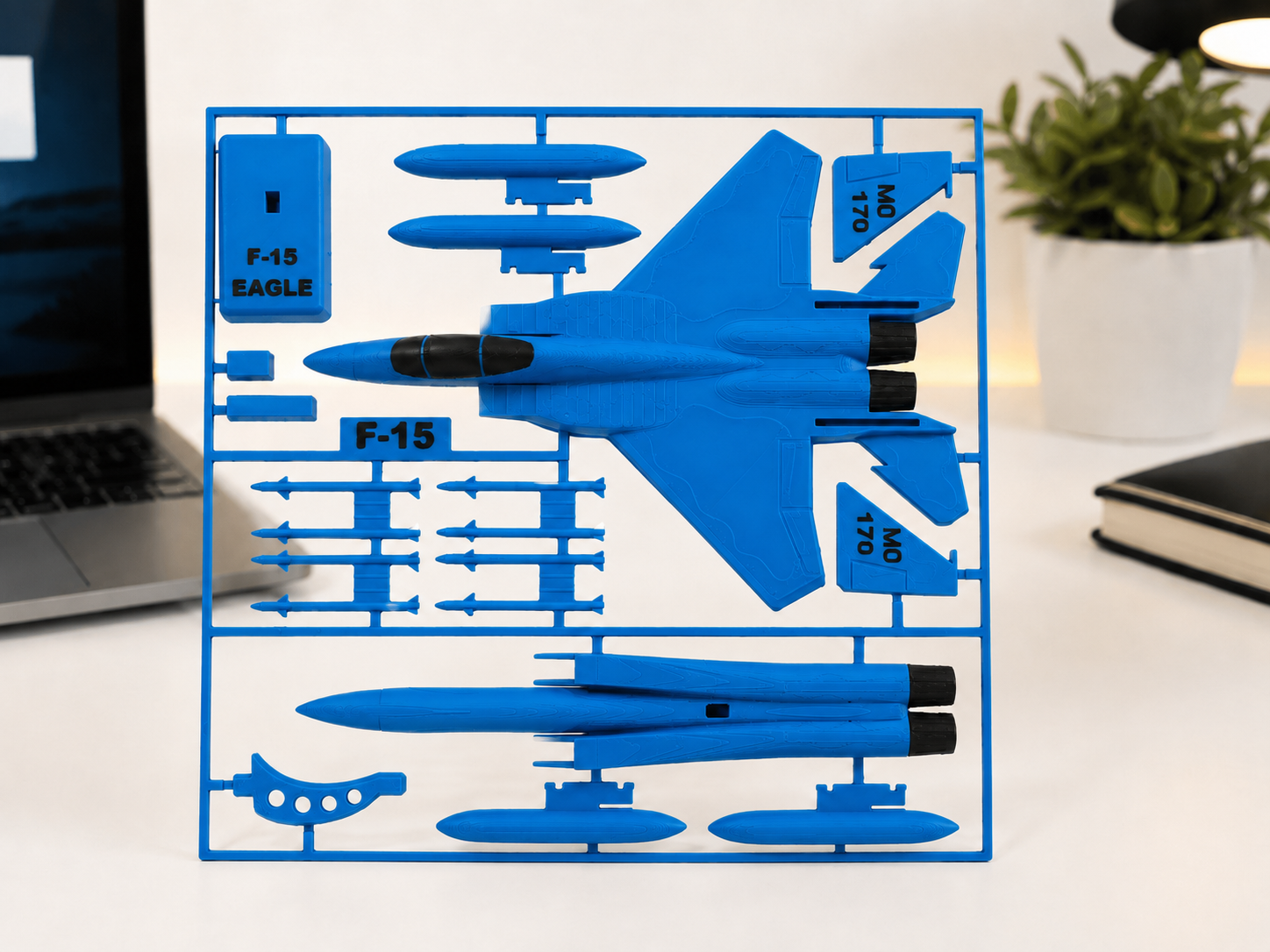 F-15 Eagle 3D Printed Aircraft Model Kit – White & Gray Fighter Jet Edition