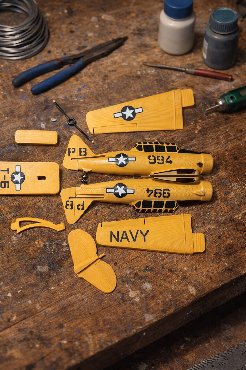 T-6 Texan 3D Printed Aircraft Model Kit – Vintage Navy Trainer Edition