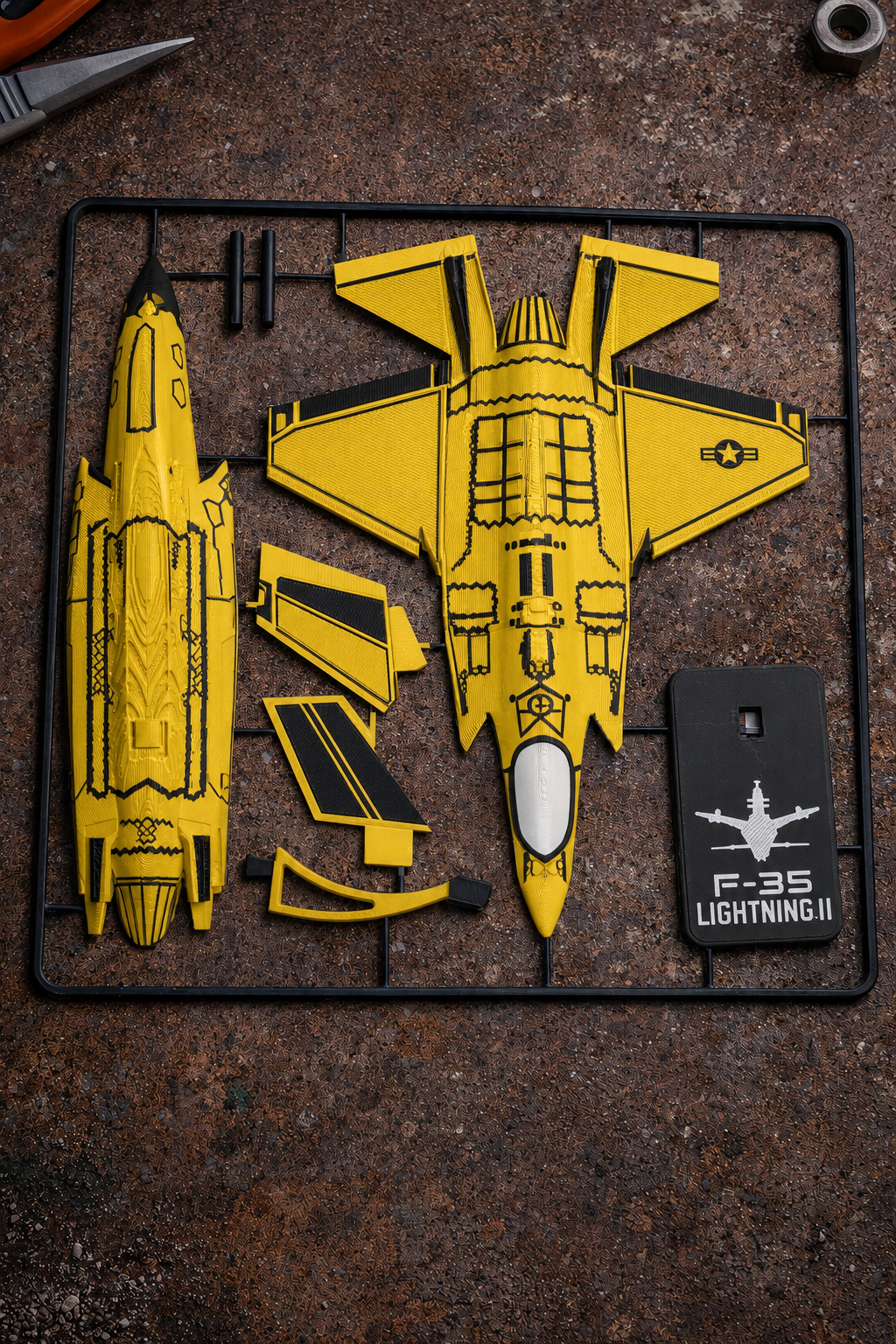F-35 Lightning II Black 3D Printed Aircraft Model Kit – Stealth Fighter Edition