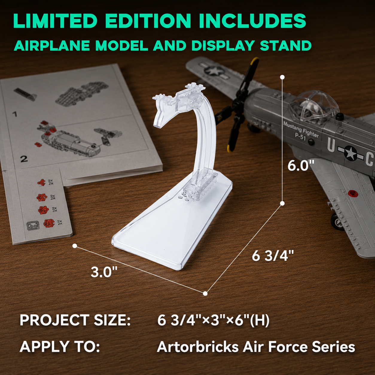 P-51 Mustang Fighter Aircraft Building Set – 258 Piece Model Kit