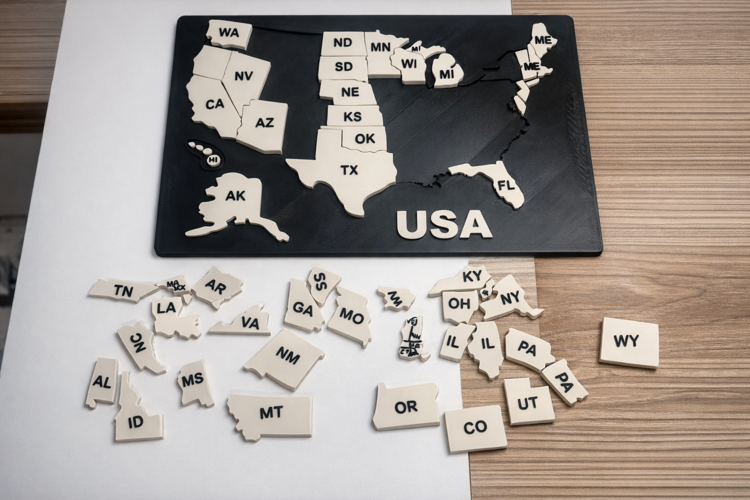 USA 50 State Puzzle Map USA 50 State Puzzle Map – 3D Printed Educational Geography Puzzle – United States Learning Board – Travel & Homeschool Activity