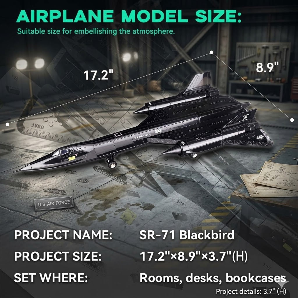 SR-71 Blackbird Reconnaissance Aircraft Building Set – 183 Piece Model Kit