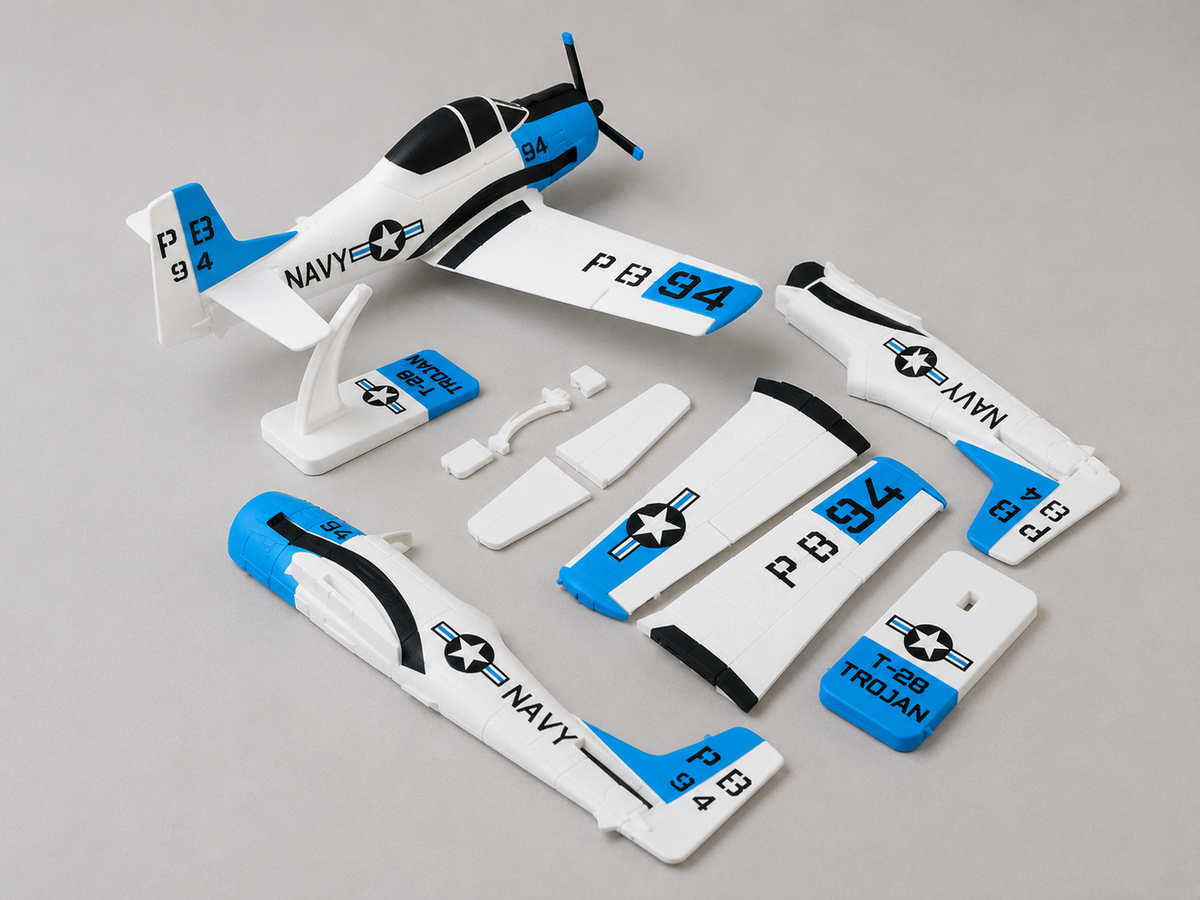 T-28 Trojan Navy Kit Card 3D Printed Aircraft Model Kit | Snap Fit Desk Display | DIY Plane Gift