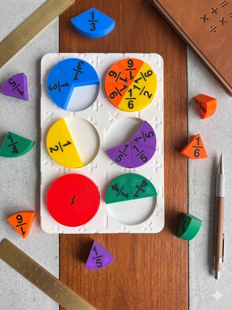 Fraction Learning Board for Kids | 3D Printed Math Puzzle | Montessori Fraction Teaching Toy