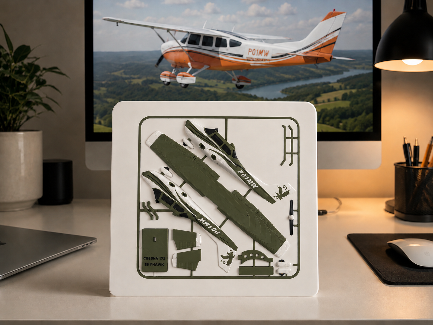 3D Printed Cessna 172 Skyhawk Model Kit Display