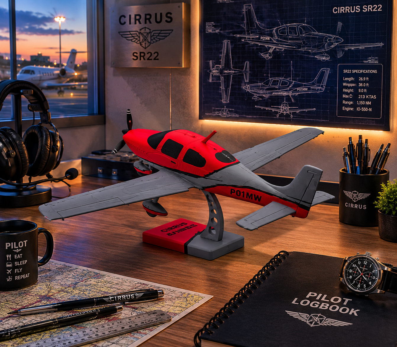 3D Printed Cirrus SR22 Model Kit DIY Aircraft Build Display